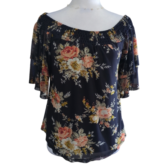 Pen Scissors paper Tops - Pen scissors paper size Small color blue red floral
